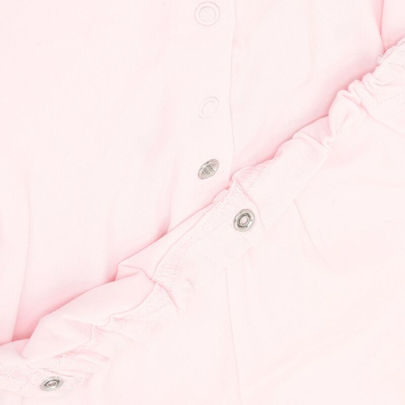 Girls Light Pink Printed Nappy Opening Babysuit image number null